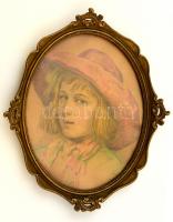 Lósy jelzéssel: Lányportré, vegyes technika, papír, üvegezett fa keretben, 29,5×23,5 cm
