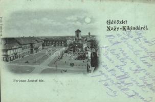 1899 Nagykikinda, Kikinda; Ferenc József tér / square (vágott / cut)