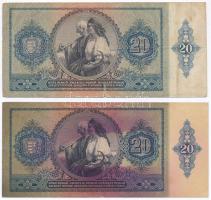1941. 20P hamis nyilaskeresztes felülbélyegzéssel (fake overprint) + 1941. 20P lilás színeltolódás/f...