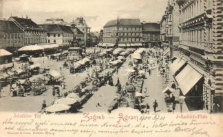 Zagreb, Agram; Jelacsics tér és piac / Jelacicev trg / square, market