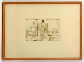 Révész Napsugár (1944-): Nyár. Litógráfia, papír, jelzett, üvegezett keretben, 20×30 cm