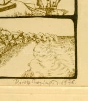 Révész Napsugár (1944-): Nyár. Litógráfia, papír, jelzett, üvegezett keretben, 20×30 cm