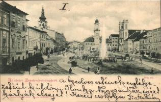 1899 Besztercebánya, Banska Bystrica; Béla tér, gyógyszertár / square, pharmacy (EK)
