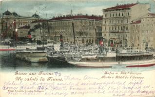 Fiume, Hafen und Hotel Europa / port and hotel, ships