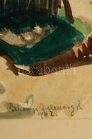 Várkonyi Ferenczy László (1906-?): Pilisszentlászló 1942. Akvarell, papír, jelzett, üvegezett keretb...