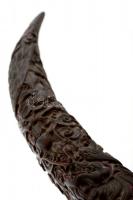 Dekoratív agyar pár, sárkány motívumokkal, festett műgyanta?, m:39 cm (2×)