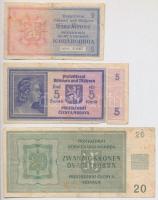 Német 3. Birodalom / Cseh-Morva Protekorátus 1940. 1K + 5K + 1944. 20K T:III,III-
German Third Reic...
