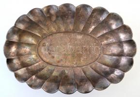 Antik alpakka gyümölcsöstál, kalapált, jelzés nélkül, 43×39 cm