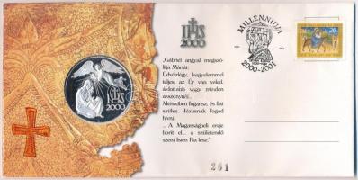 Fritz Mihály (1947-) 2000. Magyar Millenium ezüstözött Br emlékérem alkalmi bélyegzős bélyeges borítékon, sorszámozott, 261 sorszámmal (42,5mm) T:PP
