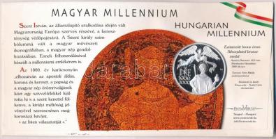 Fritz Mihály (1947-) 2000. "Magyar Millenium" ezüstözött Br emlékérem alkalmi bélyegzős bé...