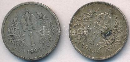 Ausztria 1893-1915. 1K Ag "Ferenc József" (2x) T:2,2-,3
Austria 1893-1915. 1 Corona Ag &q...