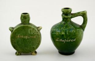 "Lillafüred" 2 db kerámia emléktárgy, kis lepattanással, m: 8 és 9  cm