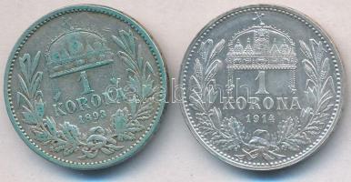 1893KB-1914KB 1K Ag "Ferenc József" (2x) T:1-,2-