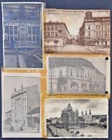 28 db RÉGI történelmi magyar városképes lap egyberagasztva, bevonulásos lapok "vissza" pec...