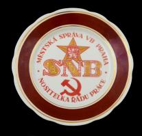 "SNB Praha" csehszlovák dísztányér, matricás hibátlan, jelzés nélkül, d: 23 cm