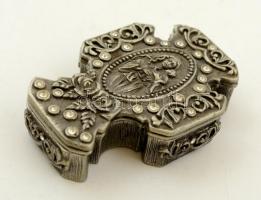 Hematit rózsafüzér, kő berakással díszített fém tokban