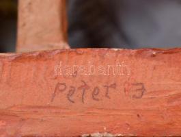 Péter József (?-?): Cipész, terrakotta, jelzett, kis lepattanásokkal, m: 26,5 cm