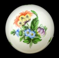 Herendi virág mintás ékszertartó, kézzel festett, jelzett, hibátlan, m:5,5 cm, d:6,5 cm