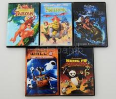 Gyerek DVD-ék (Kung fu Panda, Wall.E, Atlantisz Miló visszatér, Shrek, Tarzan), összesen:5 db
