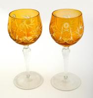 Csiszolt kristály boros pohár ( 2db),  két rétegű, hibátlan, m: 19 cm (2×)