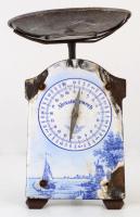 Alexanderwerk öntött vas mérleg, sérült porcelán borítással, matricás, jelzés nélkül, m:33 cm