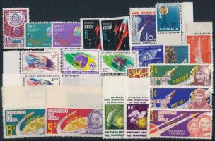 Space Research 1963-1966 9 sets + 11 stamps, Űrkutatás 1963-1966 9 klf sor + 11 klf önálló érték 2 db stecklapon