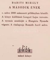 Babits Mihály: A második ének. A címlaprajz Bernáth Aurél műve. Budapest , 1942, Nyugat Kiadó és Iro...
