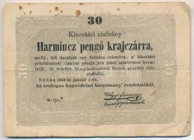 1849. 30kr "Kossuth bankó" csillagos sorszám (?) T:III- kis ly., fo. Adamo G103