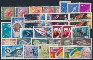 Space Research 1963-1965 14 sets + 1 block + 9 stamps + 1 block of 6, Űrkutatás 1963-1965 14 klf sor + 1 blokk + 9 klf önálló érték + 1 hatostömb 3 db stecklapon
