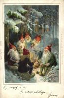 1899 Dwarves cooking by a campfire, Kunstanstalt Wilhelm Boehme No. 17. litho (b)