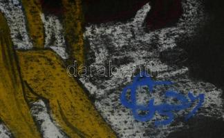 Olvashatatlan jelzéssel: Vízió, pasztell, papír, üvegezett fa keretben, 46,5×25,5 cm