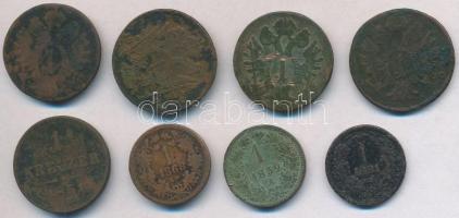 Vegyes: 8db-os osztrák és magyar rézpénz tétel, benne 1868KB 1kr Cu "Angyalos címer", Ausz...