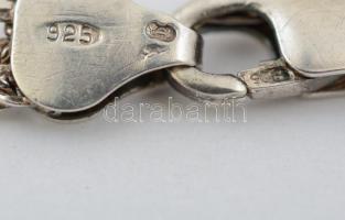 Ezüst(Ag) széles fonott karkötő, jelzett, h: 19,5 cm, nettó: 6,1 g