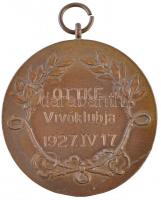 ~1927. Sportdíjérem, kétoldalas Br érem füllel, hátoldalán "OTTKE (Magyar Királyi Honvédtisztek...