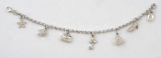 Ezüst(Ag) zsuzsu karkötő, jelzett, h: 18 cm, nettó: 11,7 g