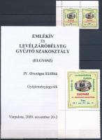 2009-2011 ELGYÜSZ kiállítás 3 db levélzáró + Emlékív és levélzáróbélyeg gyűjtő szakosztály gyűjteményjegyzék