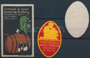 1914 Borászati és pincegazdasági kiállítás + V.-ik Országos Szőlészeti és Borászati Kongresszus Budapest levélzárók szín-és fázisnyomat