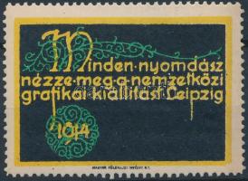1914 Minden nyomdász nézze meg a nemzetközi grafikai kiállítást Leipzig levélzáró (RR!)