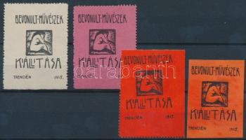 1915 Bevonult-művészek kiállítása Trencsén 4 db levélzáró (R)