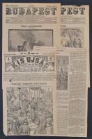 cca 1898-1906 7 db fametszetes újságcímlap. Képek az 1848-as forradalom témájában. Kossuth, Petőfi és mások. Közte kézzel színezett is. 25x36 cm