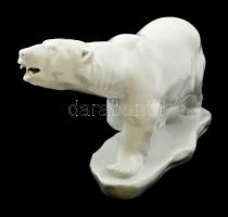 Herendi Maugsch jegesmedve, fehér mázas, jelzett, fülén kopás nyomok, 22×41 cm