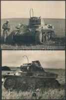 1941 Kilőtt magyar harckocsi a Keleti fronton. Gordiewkánál két jelzett fotó. Bárány István zászlós ...