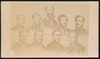 Az első magyar felelős kormány 1848 (Batthyány-kormány), keményhátú fotó, 6x10 cm