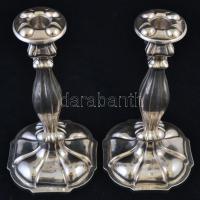 Antik ezüst (Ag.)  gyertyatartó párban ( 2db),  jelzett (1857), mesterjeggyel (AK), m:25 és 26 cm, n...