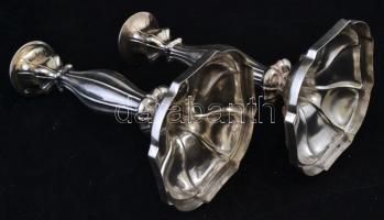 Antik ezüst (Ag.)  gyertyatartó párban ( 2db),  jelzett (1857), mesterjeggyel (AK), m:25 és 26 cm, n...