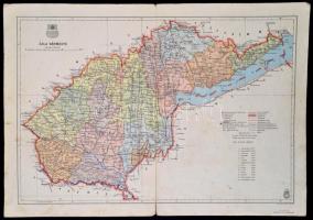 1941 Zala vármegye térképe, 1:335000, Kókai Lajos, 31×46 cm