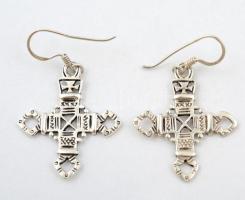 Ezüst(Ag) áttört fülbevalópár, jelzett, 4x2,4 cm, nettó: 4,7 g