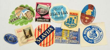 10 db különféle jugoszláv hotelcímke