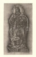 4 db RÉGI motívumos képeslap, Légrády Sándor 'Árpádház szentjei sorozat' - Szent Imre herceg, Szent Erzsébet, Szent László király, Szent István király / 4 pre-1945 motive cards, Hungarian saints series - St. Emericus, St. Elisabeth, St. Ladislaus Rex, St. Stephanus Rex s: Légrády Sándor