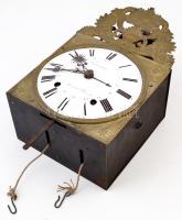 cca 1800 Régi francia ingás falióra, zománc számlappal, Laurance a Aix-en-othe jelzéssel, inga és sú...